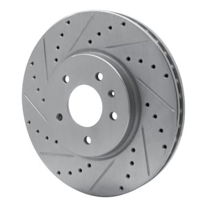 Cadillac STS Brake Rotor (1) - Front Left - R1 Concepts - Drilled & Slotted - Silver - `09-`11